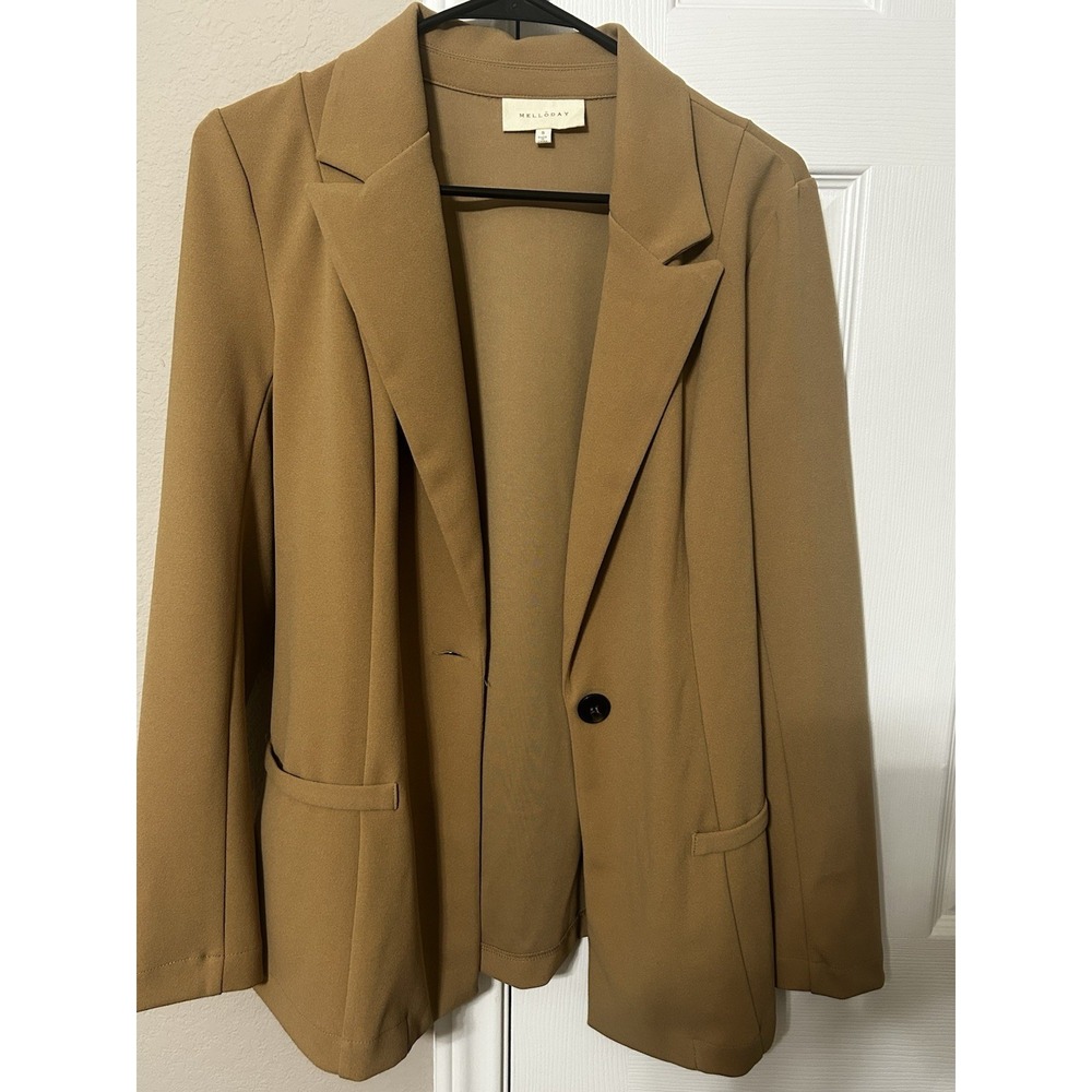 Mello Day Women's Long Sleeves Blazer Jacket Size Small Tan
